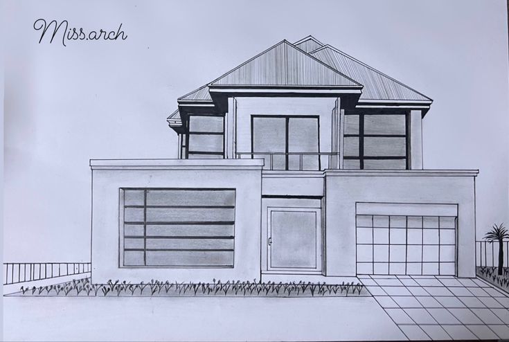 Miss Architectural 🤍 | House design drawing, Simple house drawing ...