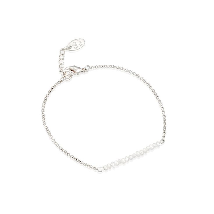 Lisa Bracelet Minimalist Sterling Silver Pearl Chain Bracelet, Everyday Silver Beaded Bracelet With Pearl Charm, Dainty Silver Bracelet With Pearl Chain, Everyday Delicate Sterling Silver Pearl Bracelet, Minimalist Silver Pearl Bracelet With Adjustable Chain, Everyday Silver Bracelets With Pearl Chain, Silver Pearl Chain Bracelet As Gift, Minimalist Silver Pearl Chain Bracelet, Minimalist Silver Pearl Bracelet For Everyday