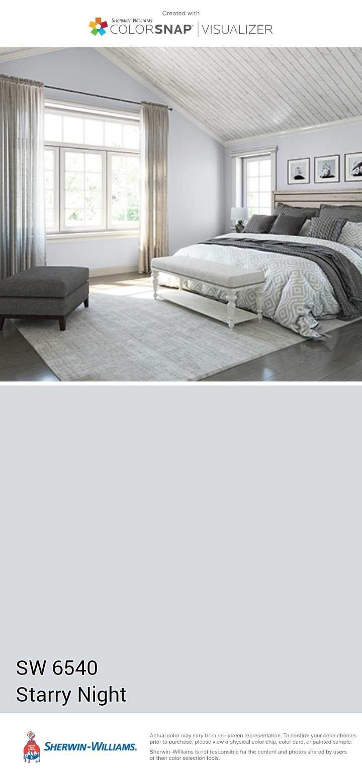 an image of a bedroom with blue walls and white carpeted flooring in the room