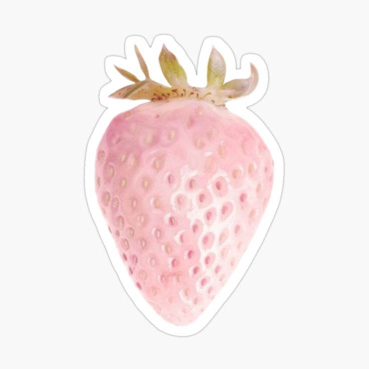 a pink strawberry sticker on a white background