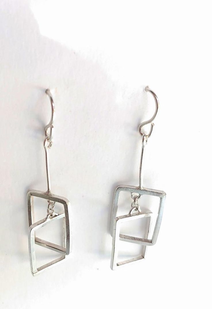 Interconnected Rectangle Earrings Geometric Earrings Mobile | Etsy Modern Silver Rectangular Pendant Earrings, Modern Silver Rectangular Earrings, Modern Silver Earrings With Rectangular Pendant, Modern Handmade Oblong Earrings, Modern Oblong Sterling Silver Earrings, Modern Sterling Silver Oblong Earrings, Everyday Modern Rectangular Linear Earrings, Modern Square Nickel-free Earrings, Minimalist Sterling Silver Oblong Earrings