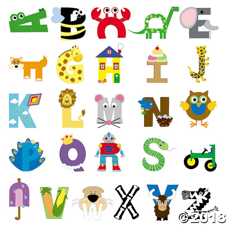 the letters are made up of different animals and letters that spell out each letter,