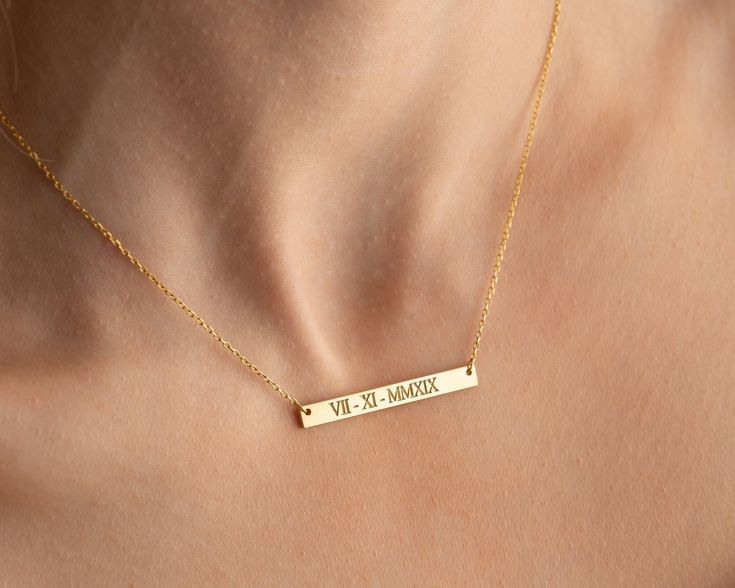 Personalized 14k Solid Gold, Gold-Filled, or 925 Sterling Silver Nameplate Necklace This unique necklace can be customized with names, coordinates of a special location, birth dates, graduation messages, love symbols, and more. It's the perfect gift for birthdays, anniversaries, Mother's Day, and other special occasions. Check out our store for more personalized jewelry: https://www.etsy.com/shop/bibipersonalized Materials: Available in 14k Solid Gold, Gold-Filled, or 925 Sterling Silver (lead-f Personalized Bar Necklace For Anniversary, Sterling Silver Bar Necklace For Anniversary, Sterling Silver Nameplate Necklace, Graduation Messages, Silver Nameplate Necklace, Nameplate Necklace Silver, Custom Bar Necklace, Bar Necklace Personalized, Custom Bar