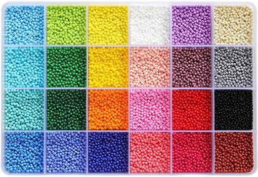 many colors of beads are arranged in rows