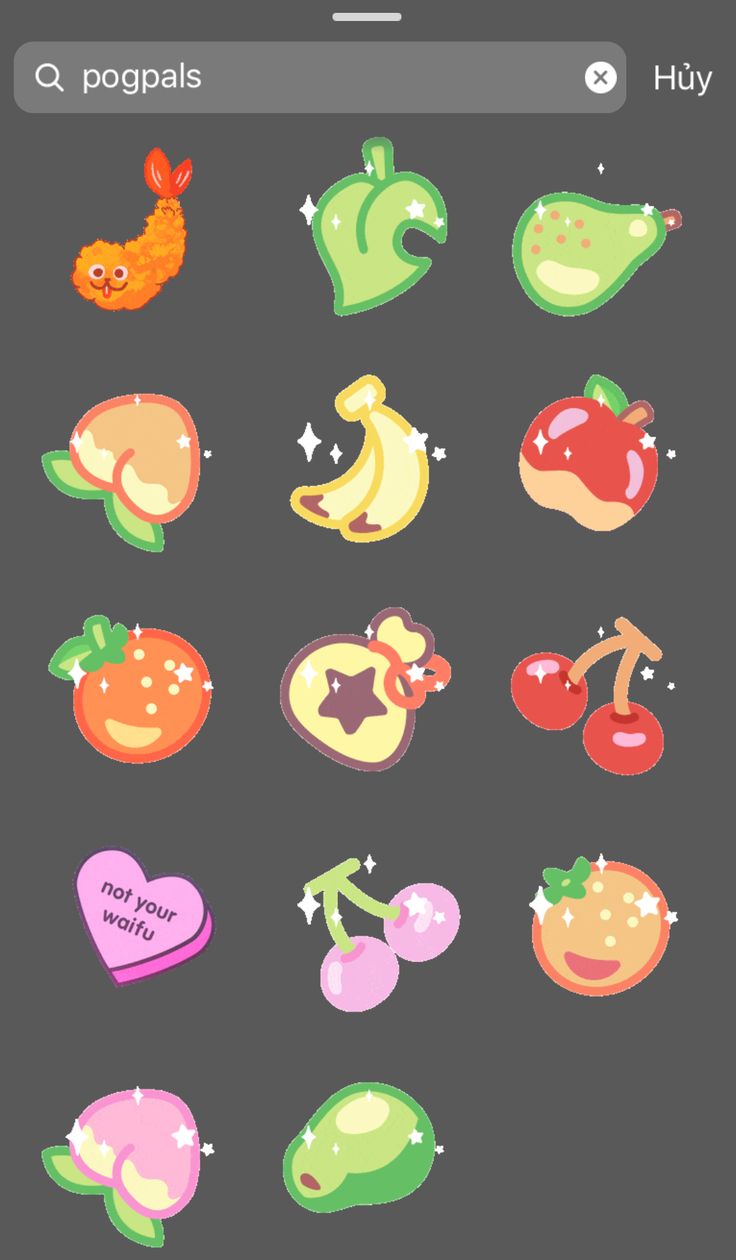 an iphone screen with various stickers on it