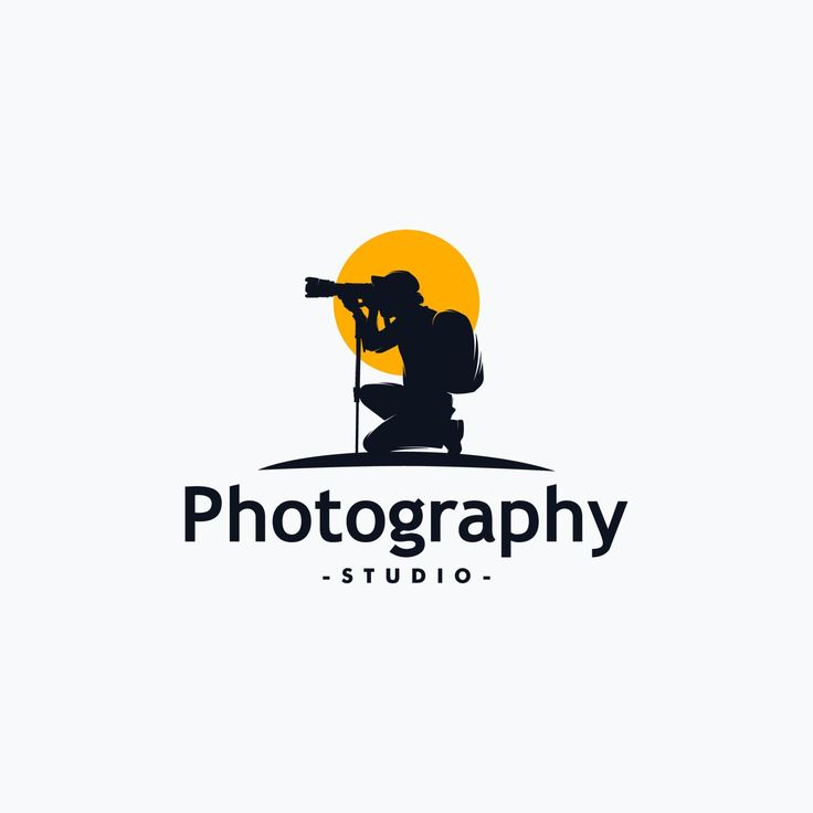 the photographer logo is shown in black and yellow colors, with an orange sun behind it