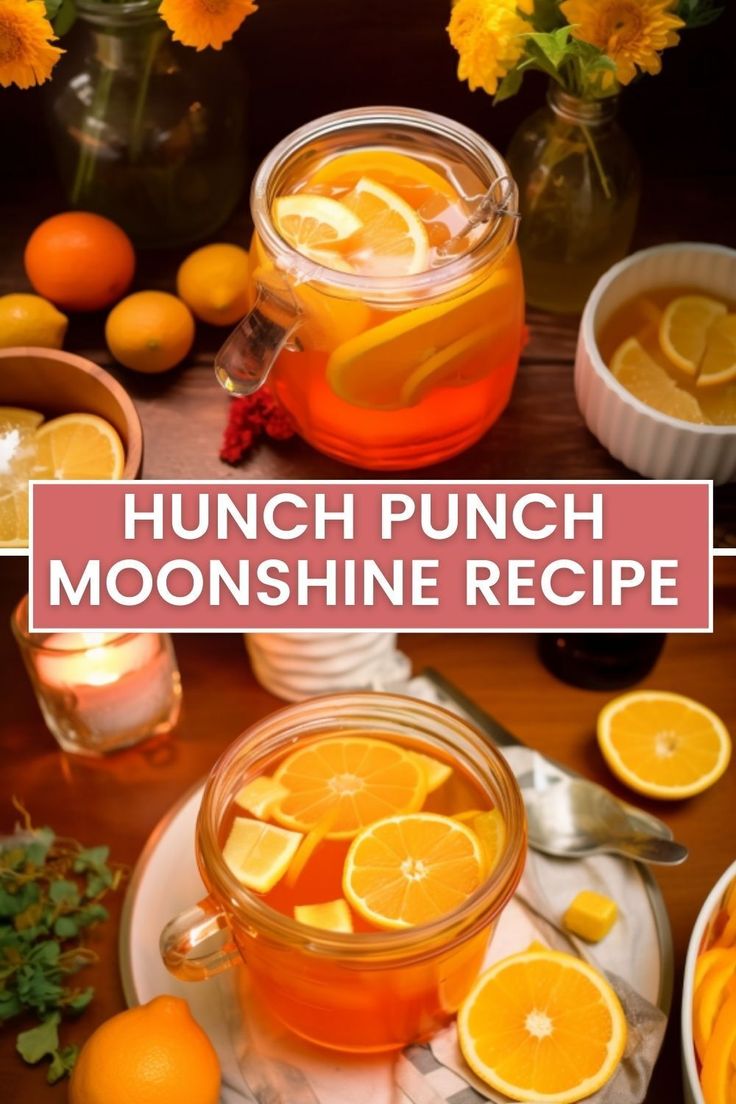 a pitcher of punch with oranges and lemons around it