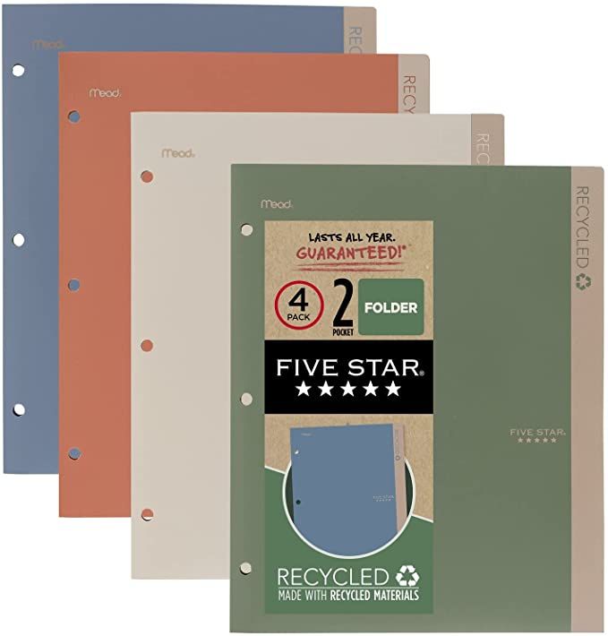 five star recycled file folders in assorted colors