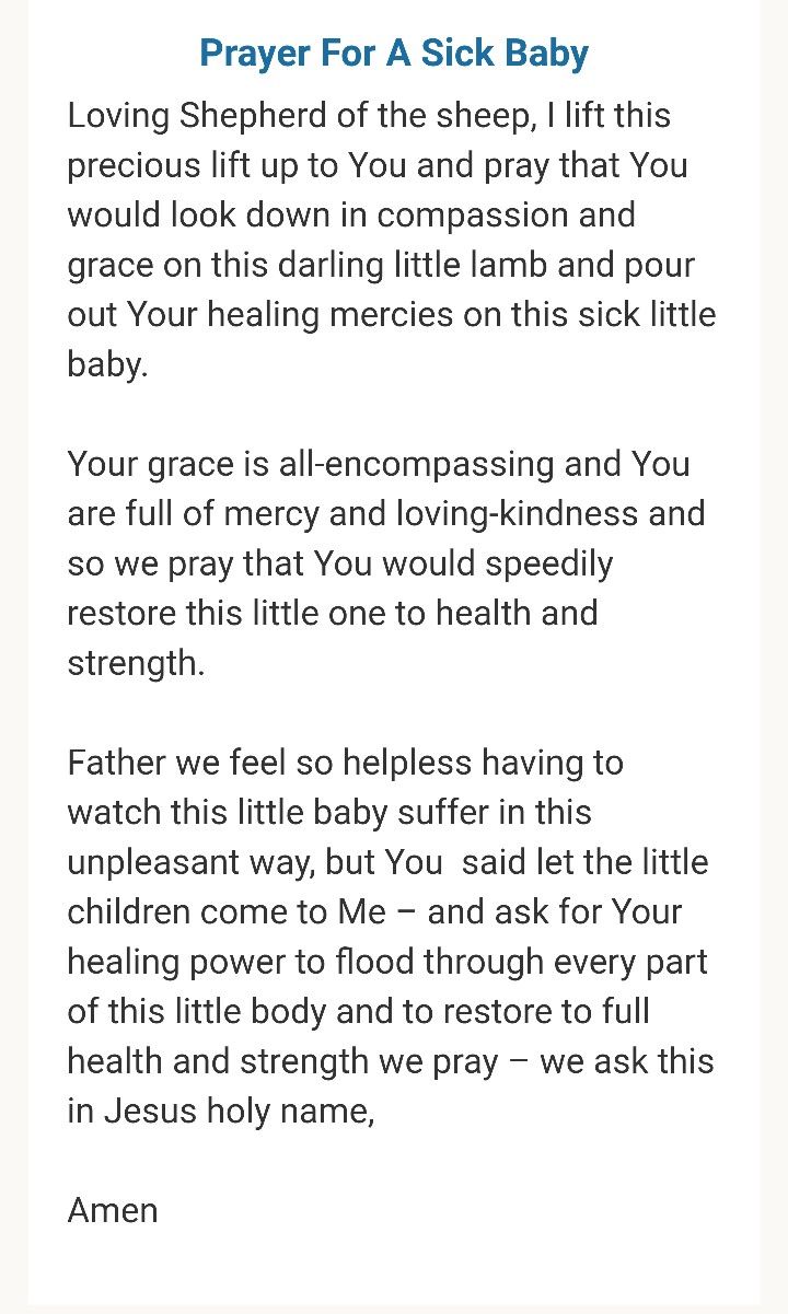 the prayer for a sick baby