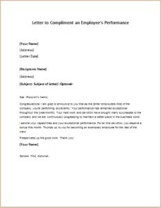 an employee's performance letter is shown