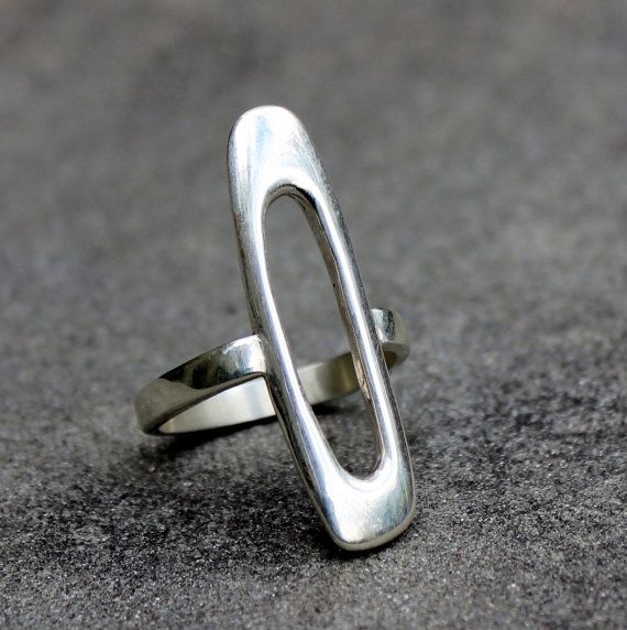 Sterling Silver Ring  Modern Sterling Silver Ring by lsueszabo Modern Oval Sterling Silver Signet Ring, Modernist Open Ring For Everyday, Everyday Modernist Open Ring, Modernist Oval Sterling Silver Ring, Modern Oval Stackable Rings For Formal Occasions, Modern Open Band Rings With Polished Finish, Modern Oval Stackable Rings With Polished Finish, Modern Oval Link Rings For Everyday, Modern Oblong Jewelry With Polished Finish