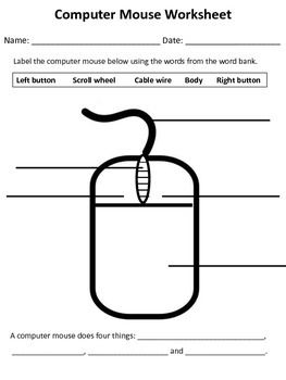 Computer Mouse Worksheet | Computer basic, Computer basics, Teaching ...