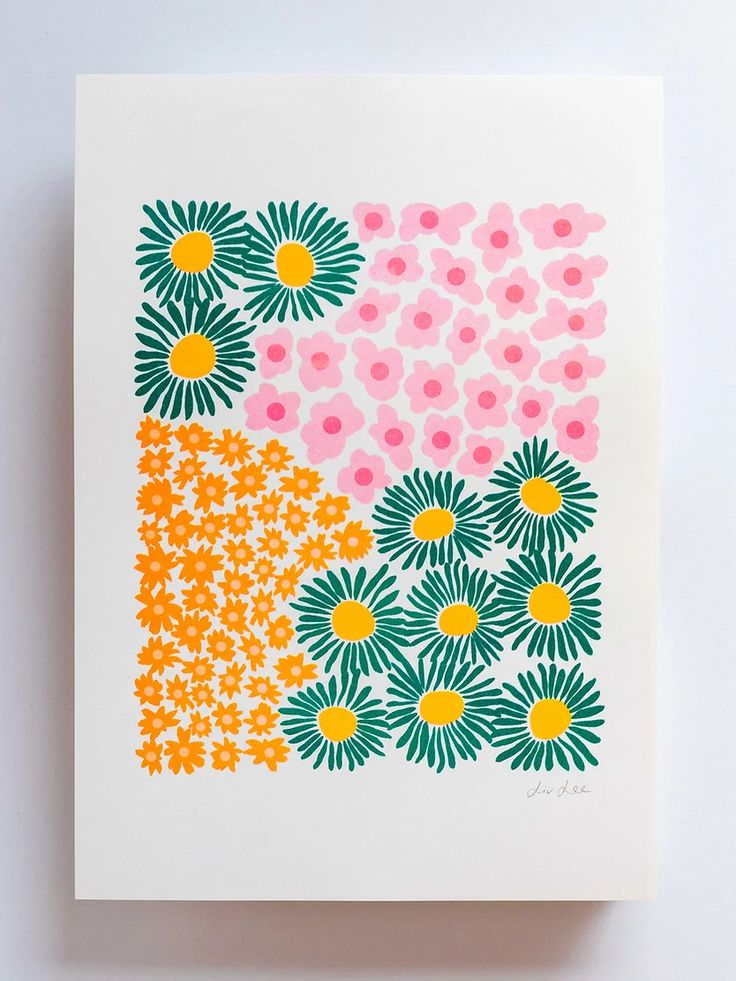 an art print with flowers on it