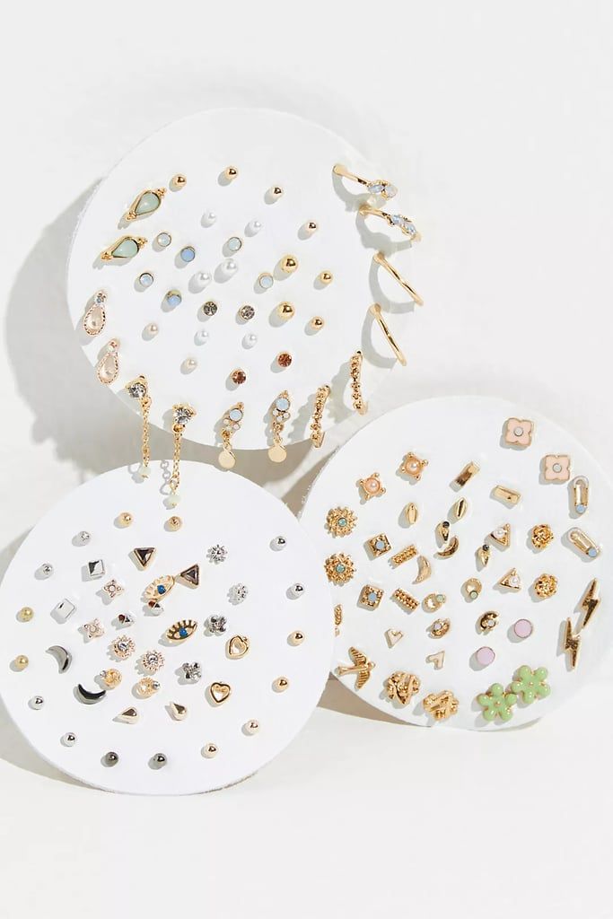 For the Jewelry Wearer: Teeny Tiny Mega Stud Earring Set Free People Earring Set, Hypoallergenic Stud Earrings, Stud Earring Set, Cute Earring Combinations, Dainty Earrings Studs, Free People Earrings, School Wishlist, Aesthetic Earrings, Jewellery Packaging