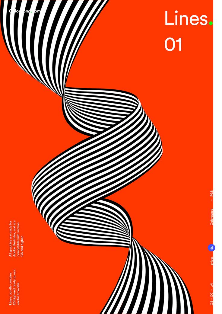 an orange poster with black and white lines on it