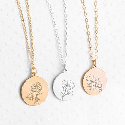 ♥ Birth Flower Necklace ♥ The most unique jewelry you can find, the perfect gift for you or your loved one ♥ Select their birth month for a beautiful artist hand-drawn flower. W H Y ∙ Y O U ' L L ∙ L O V E ∙ I T • It's dainty and can be worn every day• A special piece you'll treasure for life• High-quality materials and attention to detail. • Tarnish proof, Waterproof, and Hypoallergenic • Replacement Guarantee and Fade proof warrantyD E T A I L S• Material: Available in Highest Quality 14K Gold Mother's Day Jewelry With Flower Charm Round Pendant, Mother's Day Flower Charm Round Pendant Jewelry, Flower Charm Round Pendant Jewelry, Gift For Mom, Nature-inspired Flower Charm Jewelry For Mother's Day, Nature-inspired Jewelry With Flower Charm For Mother's Day, Minimalist Rose Gold Birth Flower Jewelry, Rose Gold Minimalist Birth Flower Jewelry, Nature-inspired Jewelry With Flower Charm For Anniversary, Dainty Birth Flower Jewelry Gift For Her