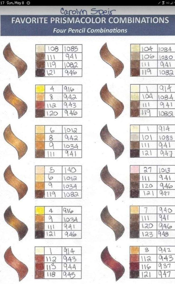 the color chart for different hair colors