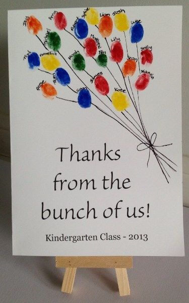 a sign that says, thanks from the bunch of us with colorful balloons on it