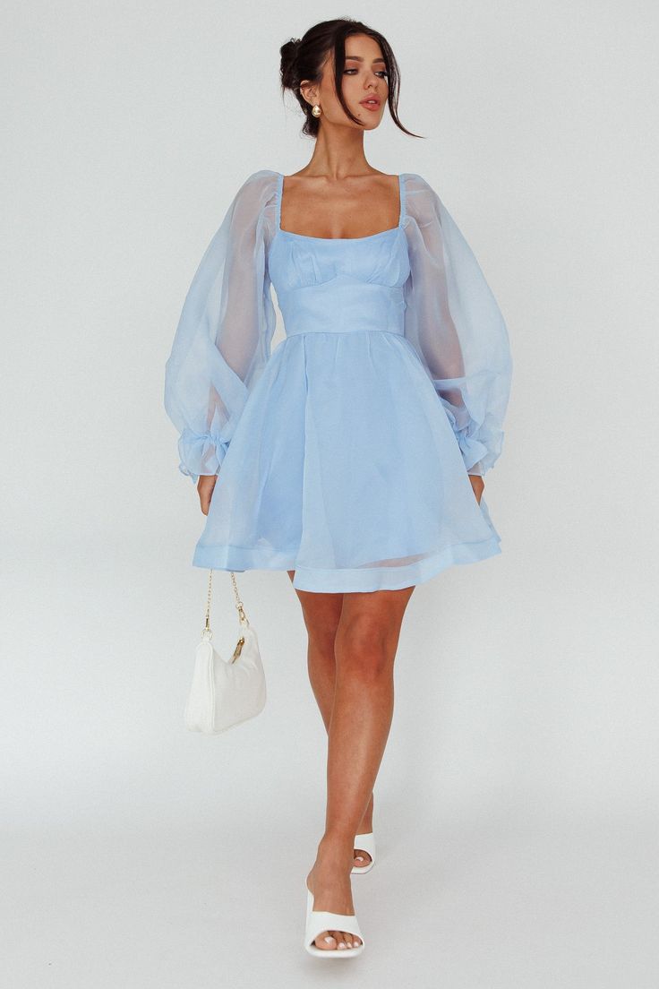 Shop the I've Got Sunshine Long Sleeve Mini Dress Light Blue | Selfie Leslie Blue Long Puff Sleeve Dress, Light Blue Party Dresses, Light Blue Layered Dress, Light Blue Maid Of Honor Dress Long Sleeve, Short Light Blue Dress With Sleeves, Baby Blue Prom Dress Long Sleeve, Light Blue A Line Dress, Short Baby Blue Dress Formal, Light Blue Long Sleeve Dress Short