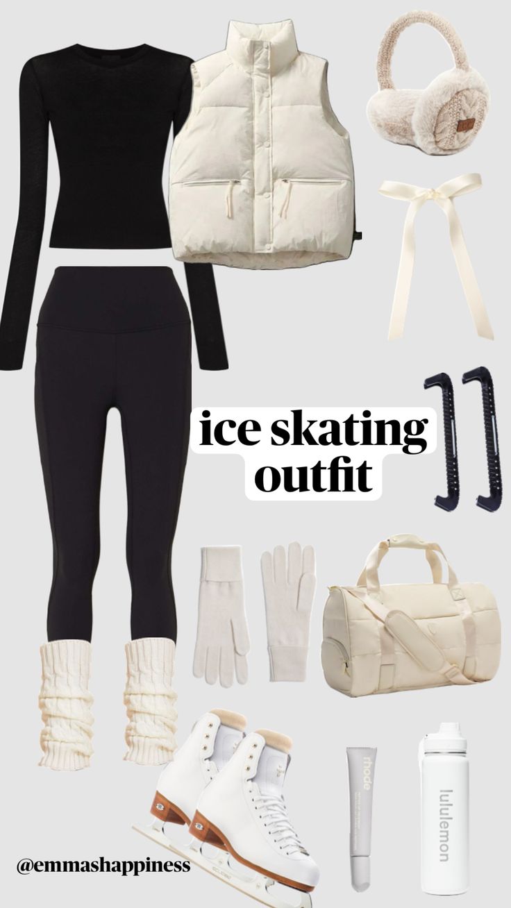 an image of a woman's outfit with text that reads, ice skating outfit