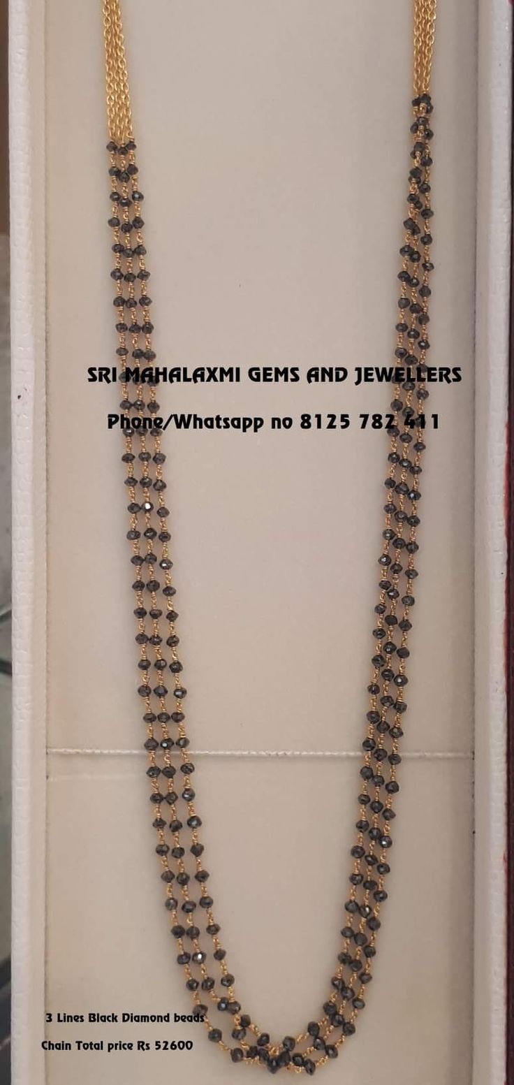 3 Rows black diamonds chain Black Diamonds Indian Jewellery, Black Diamond Beads Mangalsutra, Black Diamonds Nallapoosalu, Black Diamond Chains Indian, Long Black Beads Chain Indian, Black Bead Chains Gold, Black Diamonds Chains, Black Beaded Jewelry Indian Gold, Black Diamond Nallapusalu