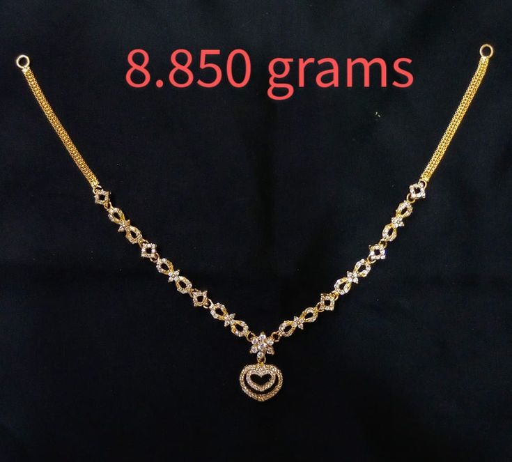 Gold Casting Necklace 8.850 grams in low weight. Gold Cz Necklace Indian, Chain Chocker Neckless, 20 Grams Necklace Designs, Necklace With Weight Gold, Gold Necklace 10 Grams, Weight Less Gold Jewellery, Low Weight Gold Jewellery, Kids Gold Necklace Designs, Gold Necklaces In 10 Grams