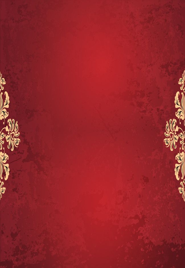 a red and gold background with an ornate design on the edges, in shades of burgundy