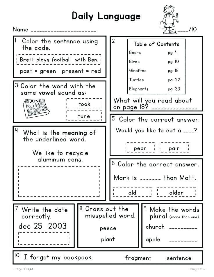 the daily language worksheet for students to practice reading and writing their own words