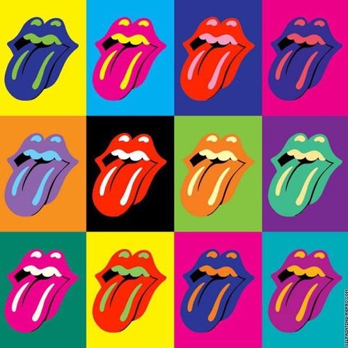 the rolling stones'tongues are shown in different colors and sizes, including red, blue