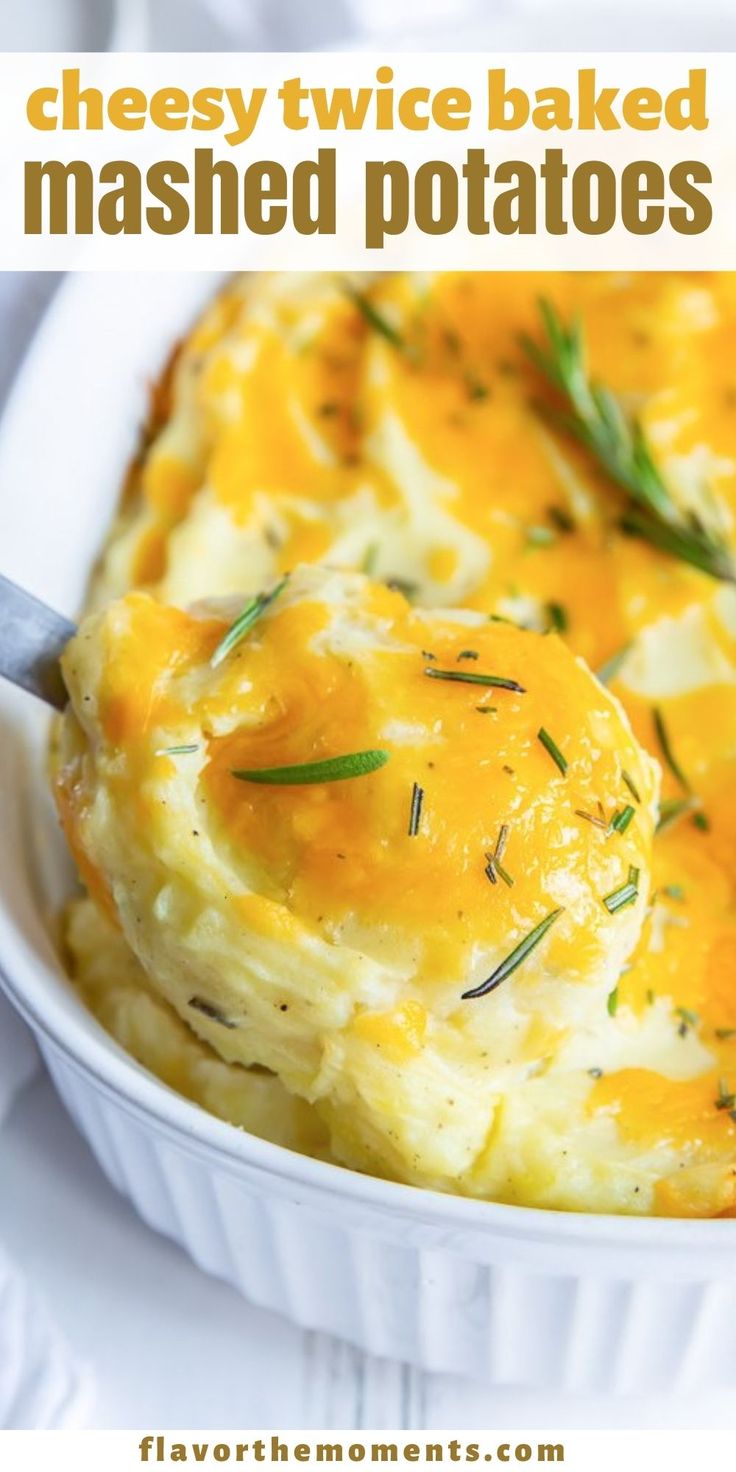 a close up of mashed potatoes in a white dish