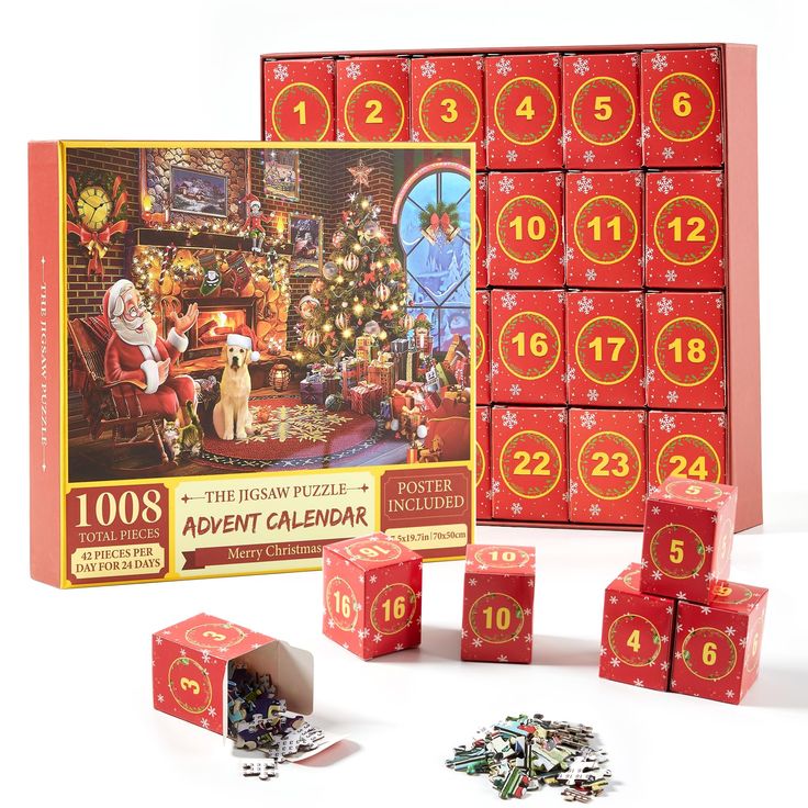 an assortment of christmas themed games and puzzles