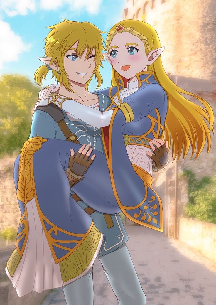 two anime characters are hugging each other in front of a castle wall and cobblestone street