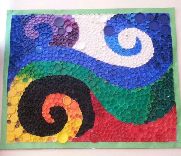 Eco art display made from used plastic bottle tops! Plastic Bottle Tops ...