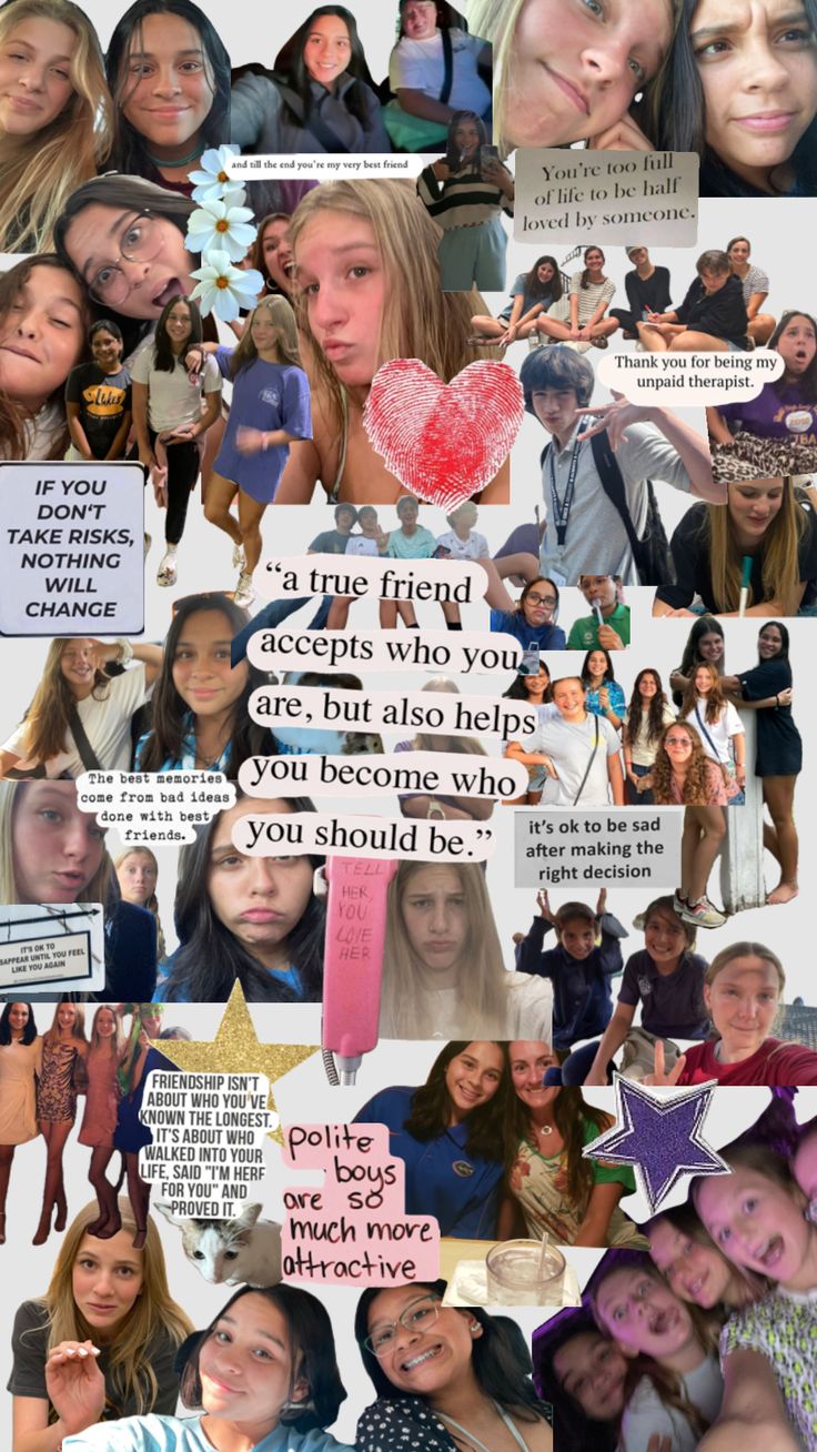 the collage shows many different people with their faces and words on them, as well as