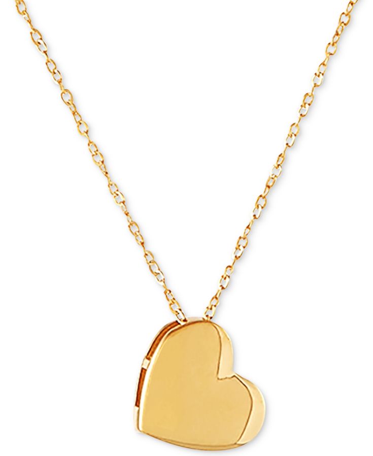 Let your heart lead the way to polished style with this elegant gold heart pendant necklace. Macy's Polished Finish Necklaces For Gifts, 14k Gold Heart Cut Necklace With Adjustable Chain, Classic Heart-shaped Macy's Jewelry, Yellow Gold Open Heart Charm Necklace, Elegant Heart Charm Necklace From Macy's, Valentine's Day Yellow Gold Necklace With Adjustable Chain, Elegant Macy's Necklace With Heart Charm, Elegant Heart Shaped Necklace From Macy's, Macy's 14k Gold Necklaces