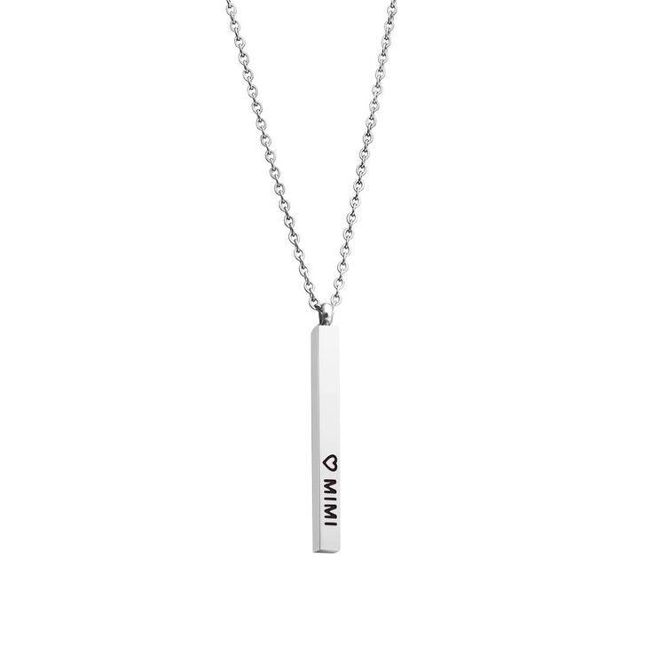 PRICES MAY VARY. ❤️Material--This long vertical bar necklace is made of 316L stainless steel, stronger and more durable, will never fade, rust, tarnish, corrode, stain, never turn skin green. ❤️Dimensions: Bar measure 30 mm tall and 3 mm wide and 3 mm thick and includes 45 cm chain + 5 cm Extension . Color: Rose Gold, Silver. ❤️This long vertical bar necklace makes the perfect gift for Gigi Mimi or Grandma! She will love receiving and wearing it. What an adorable way for her to carry her loved o Necklaces For Grandma, Gifts For Grandma, Vertical Bar Necklace, Simple Pendant, Birthday Gifts For Grandma, Silver Bar Necklace, Engraved Pendant, Vertical Bar, Grandma Gift