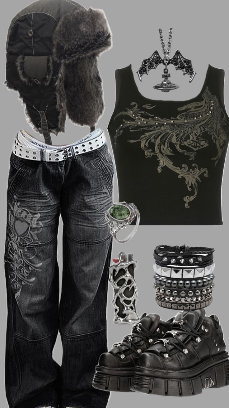 Street Style Outfits Casual, Rock Star Outfit, Grunge Fits, Alt Outfits, Outfits Y2k, 2000s Fashion Outfits, Estilo Punk, New Rock, Swaggy Outfits