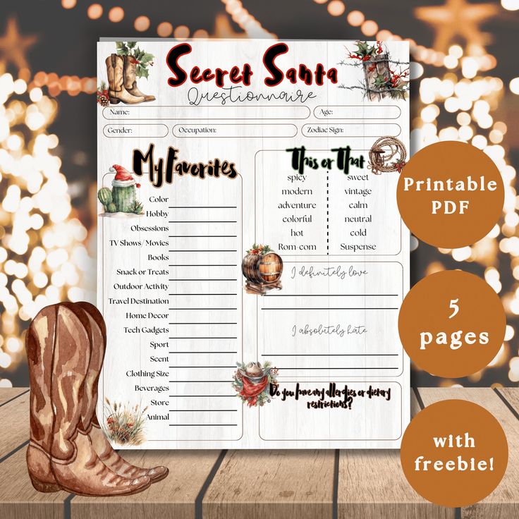 an image of a printable christmas story book with cowboy boots on the front and side