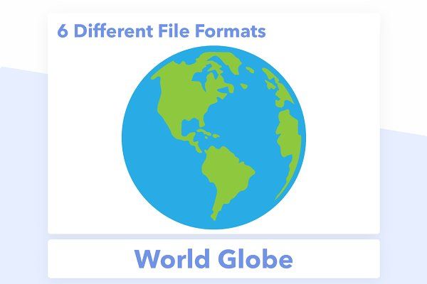 the world globe with six different file formats for each country in blue and green