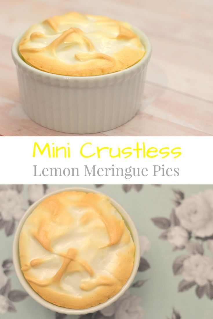 mini crustless lemon meringue pies are the perfect dessert