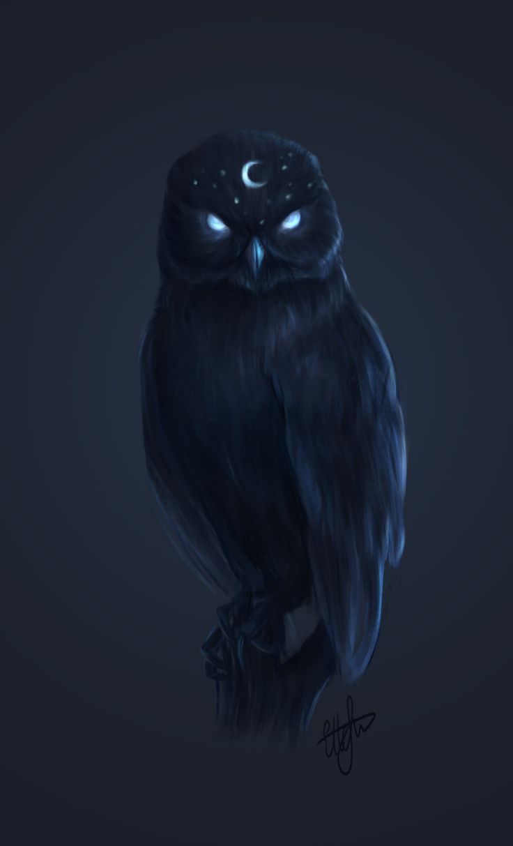 an owl with glowing eyes sitting on a branch