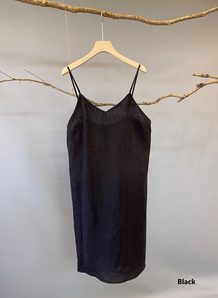 "Nothing welcomes the hot weather more than linen. This simple linen slip dress is a must have and can be more playful if layered. -100% linen construction -V neck -Slightly A-line shaped -Adjustable spaghetti straps -Above the knee -Slip on overhead -Listing colors: Blush, Natural, and White Please provide your shoulder width, full bust measurement ( measured around the fullest part) and your height along with your order in the note to seller box. Don't see your size? Please message us for cust Sundress Mini, Linen Cami, Blush Natural, Linen Camisole, Dress Above The Knee, Linen Slip Dress, Mini Summer Dress, Simple Linen, Navy Shirt Dress