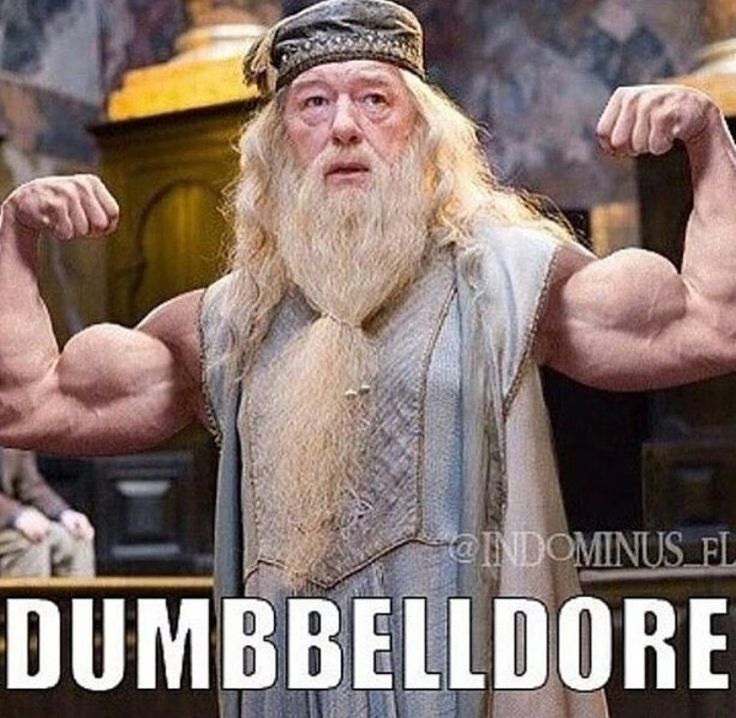 an old man with long white hair and beard flexing his muscles in dumbbellore