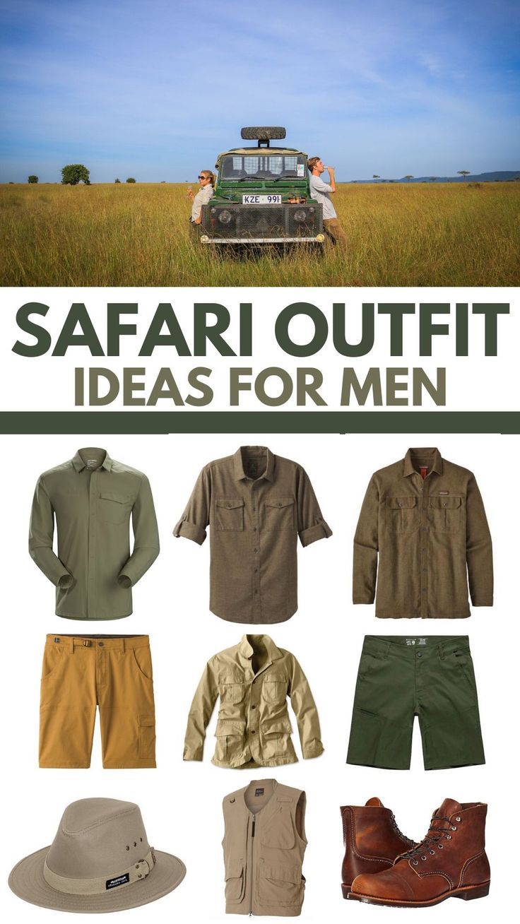 The best safari outfit for Africa. Mens Safari Outfit, Adventure Clothing Men, Safari Outfit Ideas, Africa Safari Clothes, Safari Clothes, Jungle Outfit, Safari Vest, Safari Outfit, Safari Outfits