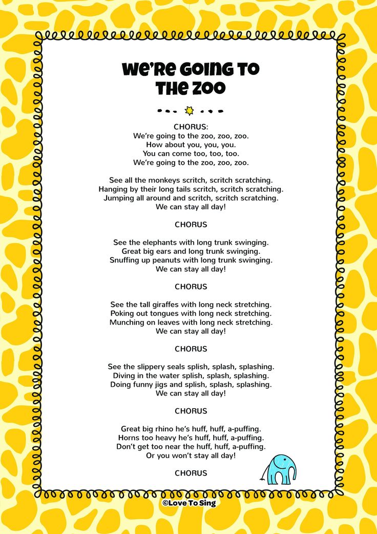 we're going to the zoo poem for children