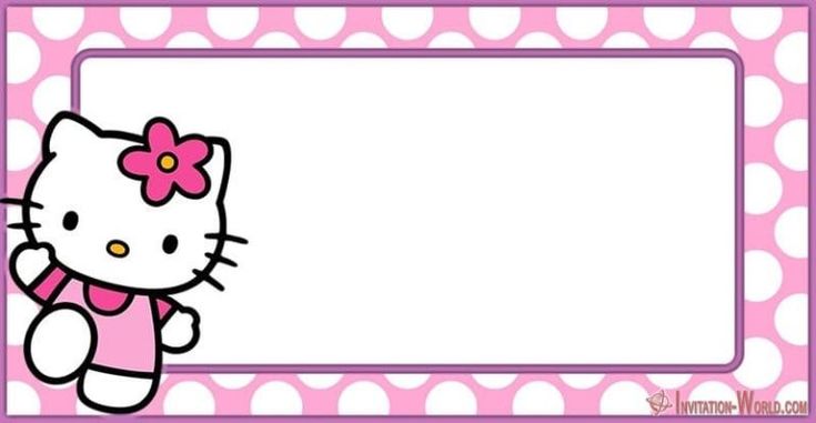 a hello kitty photo frame with polka dots and a pink bow on the bottom corner