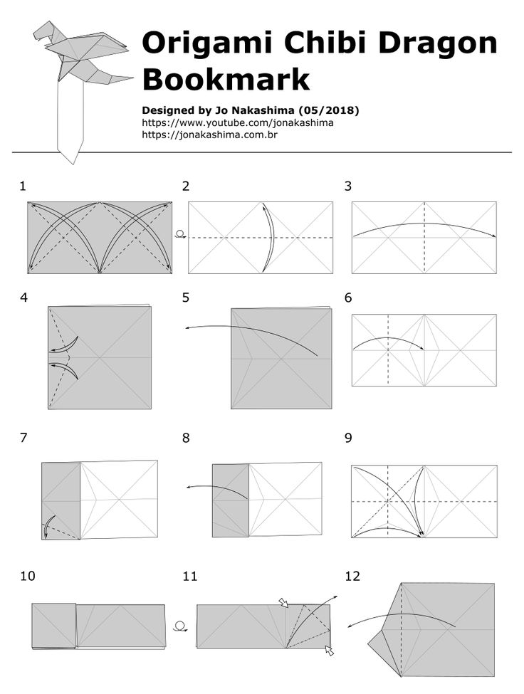 how to make origami chibi dragon bookmark with step by step instructions