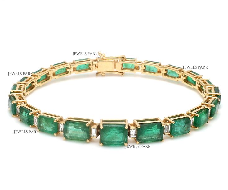 Real emerald diamond tennis bracelet gold | Natural 7x5MM 21CTW big emerald cut emerald tennis bracelet gold | Emerald tennis bracelet gold GEMSTONE DETAILS : ✦ Gemstone : Emerald ✦ Gemstone Type : Natural ✦ Gemstone Size : 7x5 MM ✦ Gemstone Shape : Emerald cut / Octagon cut ✦ Number of Gemstones : 21 ✦ Gemstone Weight : 21 Carats ✦ Gemstone Grade : AAA DIAMOND DETAILS : ✦ Diamond Type : Natural ✦ Diamond Size : 3x2 MM ✦ Diamond Color : F-G ✦ Diamond Clarity : Slightly included ✦ Diamond Cut : B Formal Emerald Cut Diamond Bracelet, Emerald Cut Tennis Bracelet With Prong Setting For Anniversary, Emerald Cut Diamond Bracelet, Emerald Tennis Bracelet, Tennis Bracelet Gold, Rainbow Sapphires, Bracelet Box, Diamond Tennis Bracelet, Rainbow Bracelet