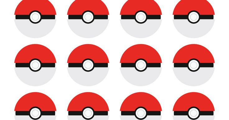 a set of nine red and black pokemon pokeballs with white circles on them