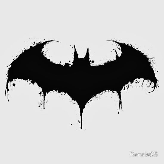 the dark knight rises batman logo with splats on it's back side